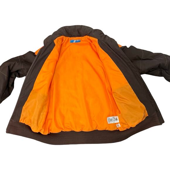 Adidas Brown Red Orange Chevron Embroidered Polar Bear Puffer Jacket size 38 / S - Picture 13 of 13